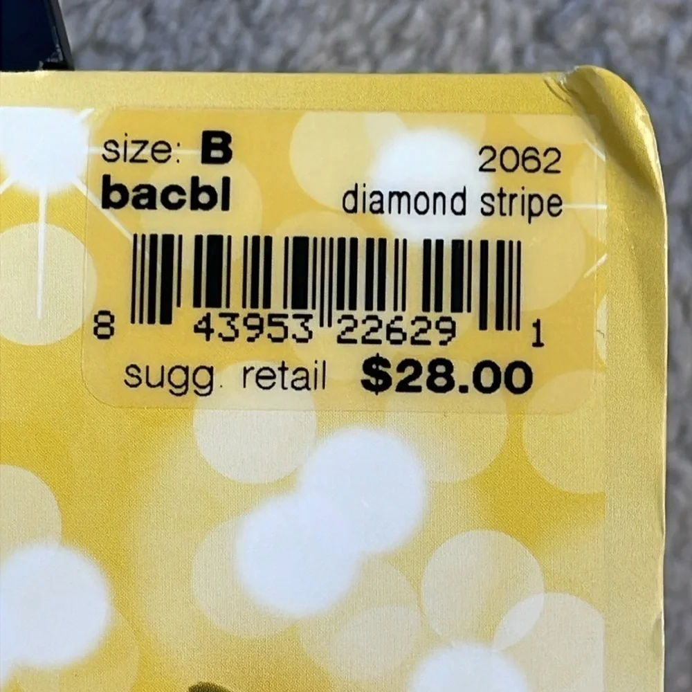 Spanx Star Power Center Stage Shaping Tights Double Diamond Stripe Black Sz B